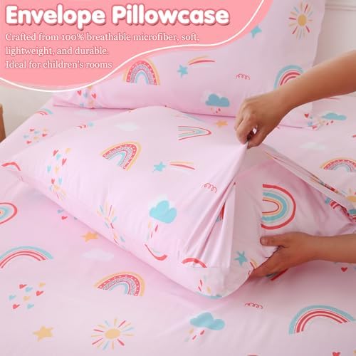 CIMVI Girls Rainbow 4-Piece Full Sheet Set