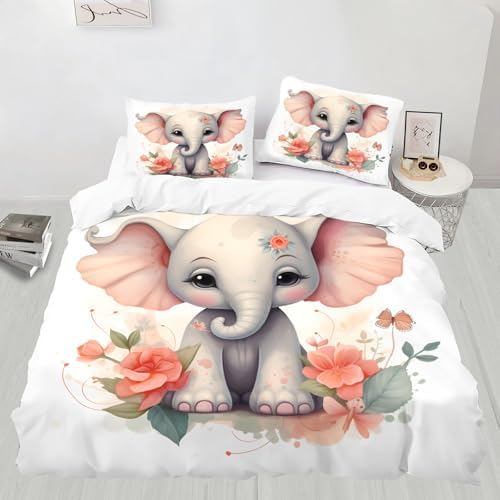 Kids Cute Elephant Duvet Cover Set