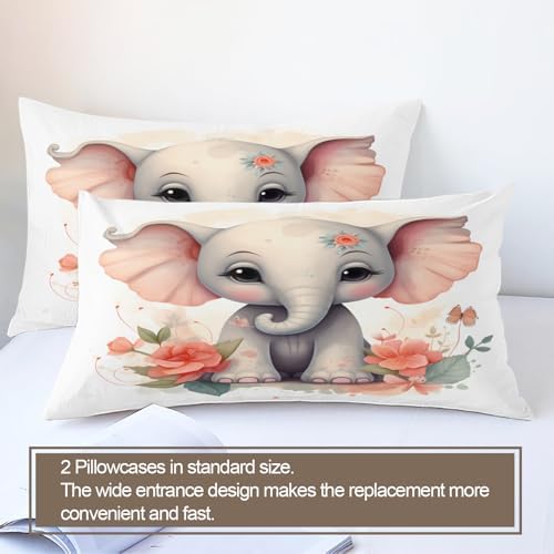 Kids Cute Elephant Duvet Cover Set