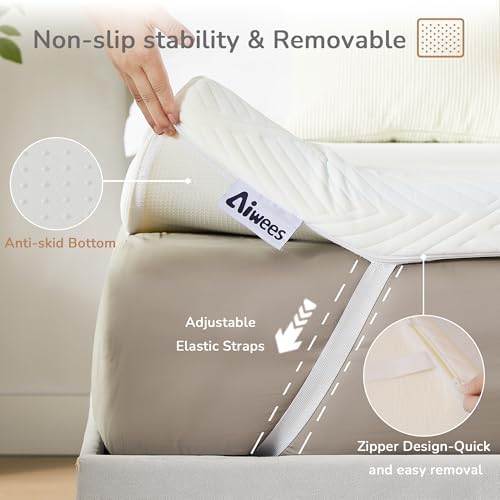Aiwees 3 Inch Mattress Topper Cooling Memory Foam Back Pain Relief