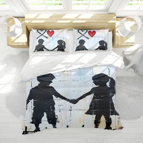 Cute Kids Duvet Cover Set with Hand Holding Pattern 3pc
