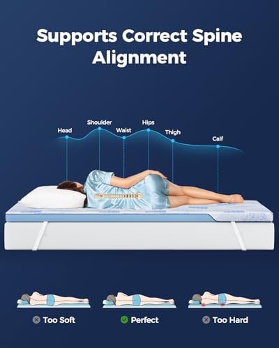 PERLECARE 3 Inch Memory Foam Mattress Topper for Back Pain Relief