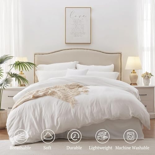 3 Side Zipper Queen Duvet Cover Set - White