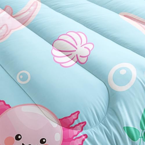 QOOMO Kawaii Axolotl 3D Quilt Comforter Set for Kids
