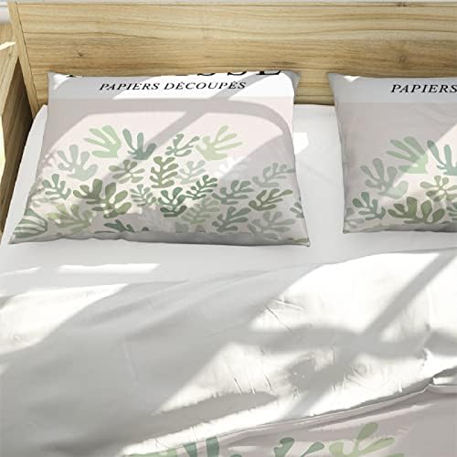 HOBBOY Green Plant Pattern Duvet Cover Set 3 Piece Twin XL