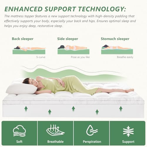 Homemate Twin XL Mattress Topper with Cooling Gel and Fluffy Pillow Top