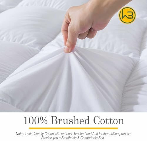 WhatsBedding Feather Bed Mattress Topper Memory Foam with Down Alternative