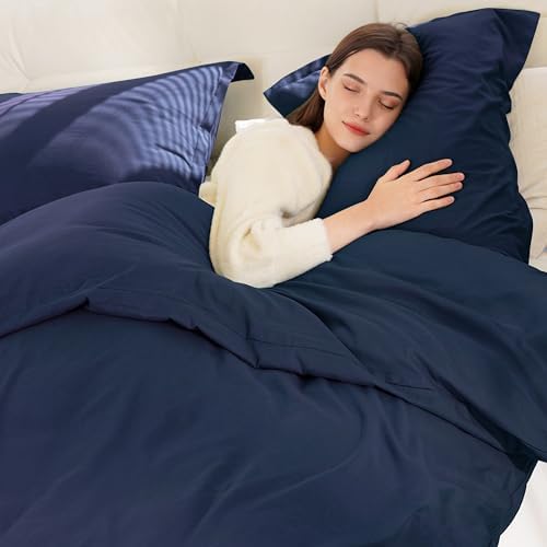 KINMEROOM Navy Blue Duvet Cover Set for Kids