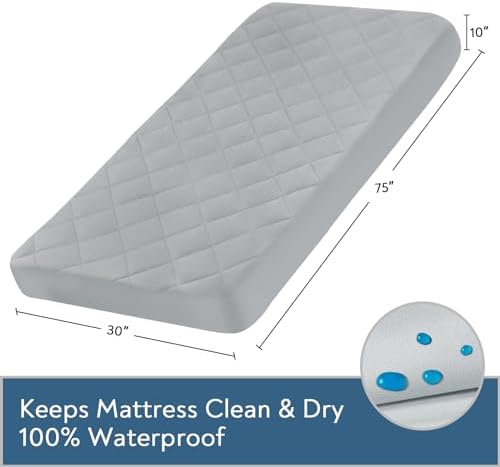 Magik Kover Waterproof Quilted Cot Mattress Pad 30x75 Grey