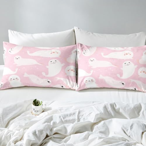 Homewish Cartoon Cute Seal Fitted Sheet Twin Set