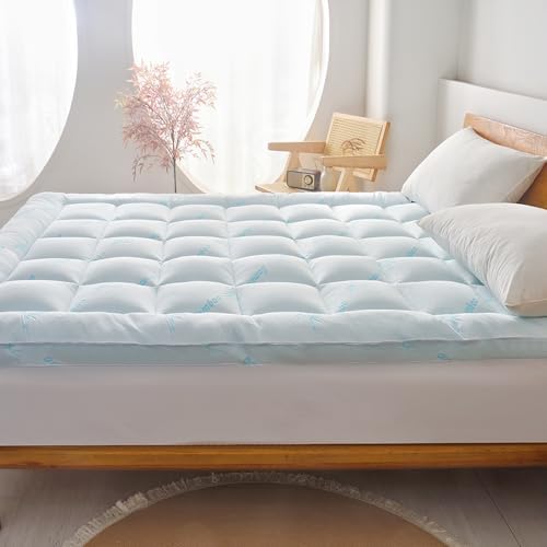 Favorland Queen Mattress Topper - Bamboo Viscose Cooling Breathable 900 GSM Down Alternative