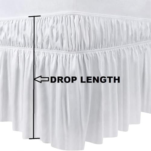 3 Sided Elasticated Dust Ruffle Bed Skirt White 700 TC Egyptian Cotton