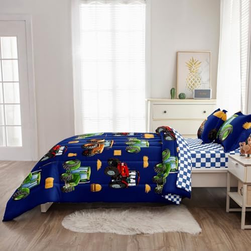 Leaflin Tractor Bedding Set for Kids - 5 Piece Twin