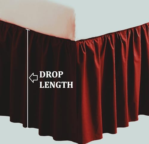 3 Sided Split Dust Ruffle Bed Skirt in Burgundy