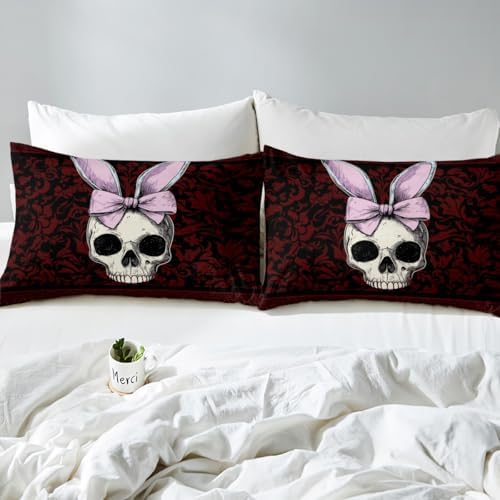Homewish Bow Suger Skull Duvet Cover Set Twin Size