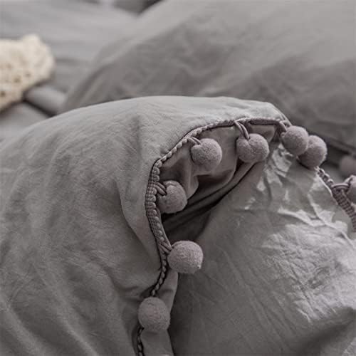 IHOUSTRIY Twin Duvet Cover Set with Pom Poms and Zipper