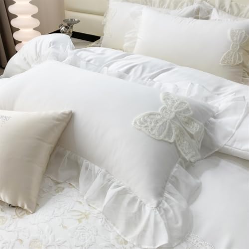 MOOWOO Pretty Bow Duvet Cover Set - Twin Size Zipper Closure