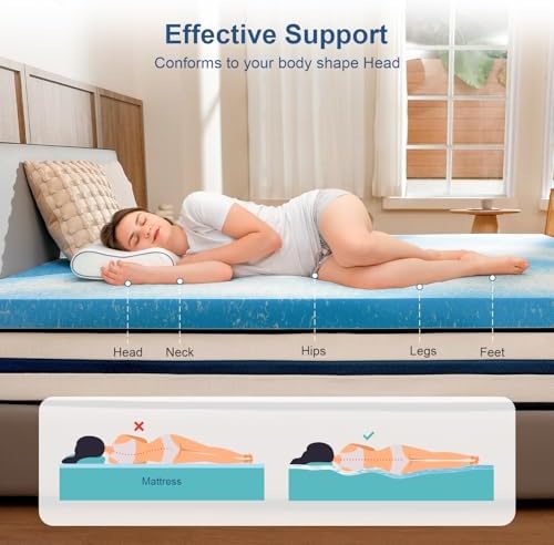 Bynex 3 Inch Twin Memory Foam Mattress Topper with Cooling Gel 1