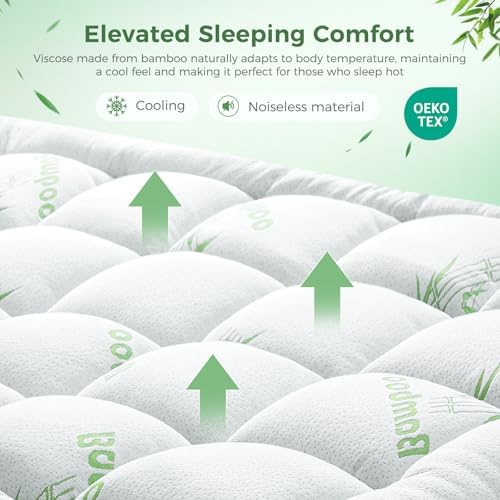 HYLEORY Bamboo Viscose Mattress Topper Queen Size Cooling