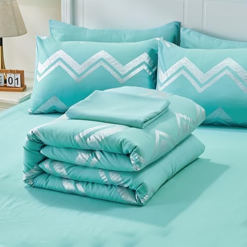 Wowelife Teal Comforter Set Queen 7 Pieces