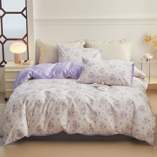 HighBuy Purple Botanical Flower Duvet Cover Set Twin XL