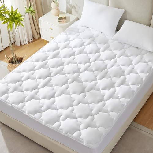 CozyLux Cal King Mattress Pad Deep Pocket 21 Non Slip Cotton Cooling Topper