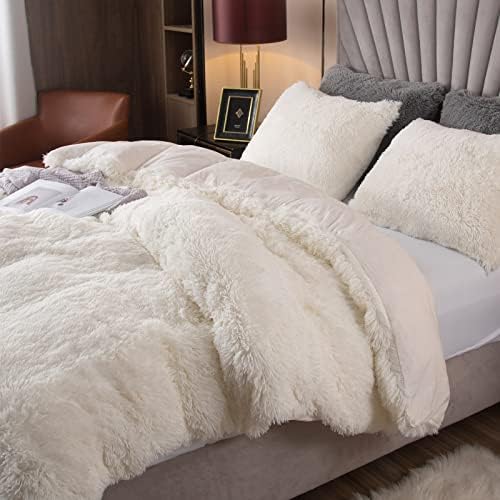 EMME Plush Shaggy Queen Duvet Cover Set 3 Pieces