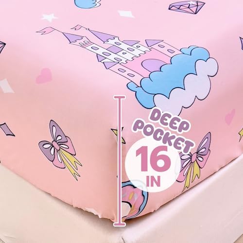 Twin Sheets Set Kids - 3 Piece Pink Unicorn Print Bedding