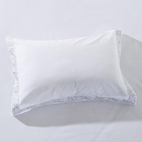 Superior Embroidered Cotton Duvet Cover Set FullQueen White