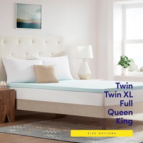 Sweet Home Collection 2 Inch Gel Memory Foam Mattress Topper Queen Blue