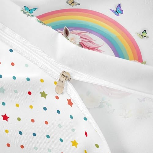 Jejeloiu Rainbow Horse Duvet Cover Set 3Pcs