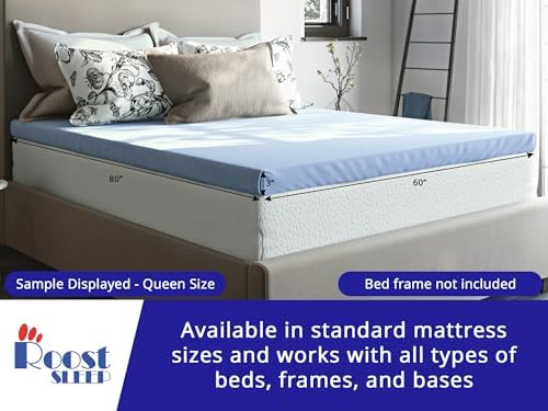 ROOST SLEEP Cool Cloud 3 Inch Gel Memory Foam Mattress Topper