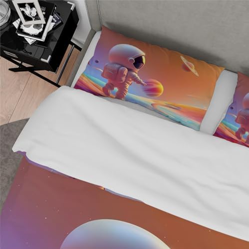 HOBBOY Colorful Astronaut Duvet Cover Set 3 Piece