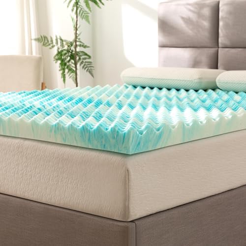 Elegant Comfort 3 Inch Memory Foam Mattress Topper - Blue Swirl