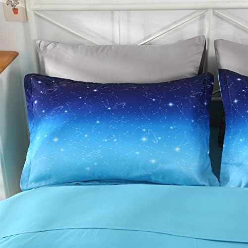 Wowelife Glitter Galaxy Comforter Set Blue 5 Pieces