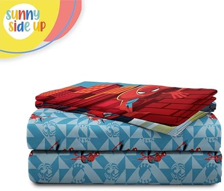 Sunny Side Up Spiderman Kids Sheet Set Blue 4 Piece Full