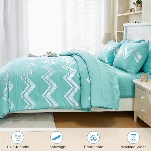 Wowelife Teal Comforter Set Queen 7 Pieces