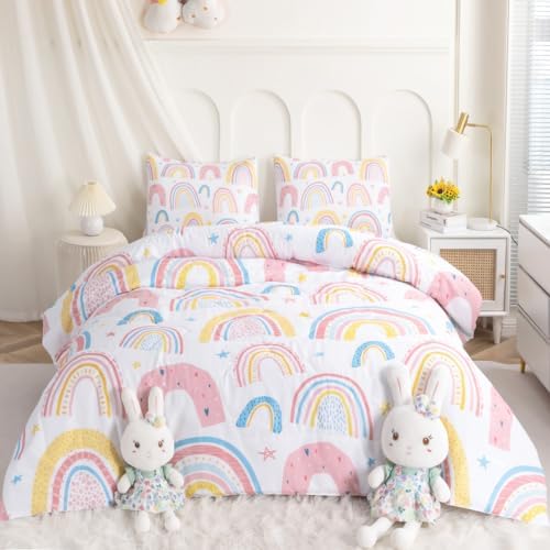 BEDMUST Kids Rainbow Comforter Set - 3PCS Twin Size