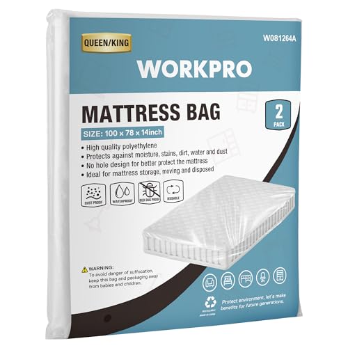 WORKPRO 2-Pack Queen King Plastic Mattress Bags
