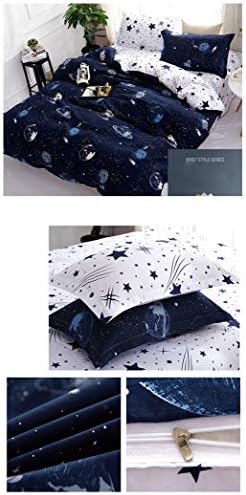 Childrens Duvet Cover Set Queen with Space Stars Print
