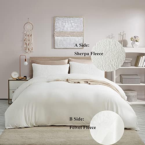CinYana Sherpa Fleece Duvet Cover Set 5 Piece Reversible