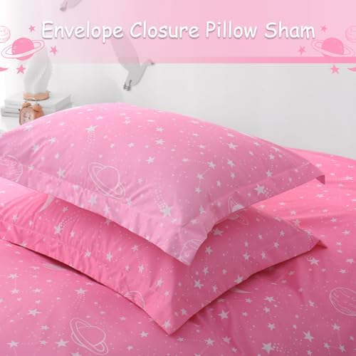 JSD Pink Stars Kids Duvet Cover Set Twin Size 2 Piece