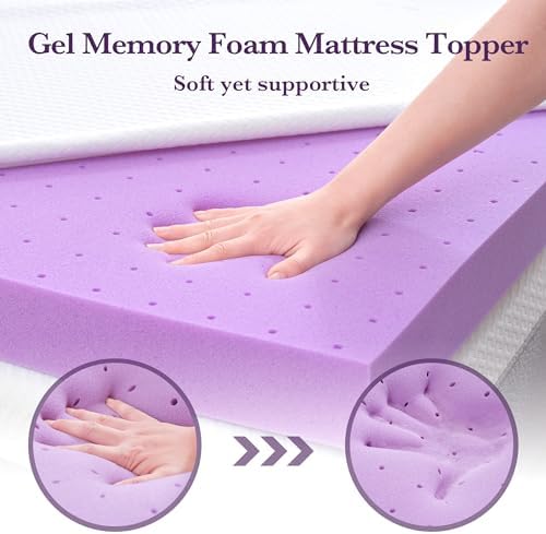 SINWEEK 3 Inch Gel Memory Foam Mattress Topper Twin Size