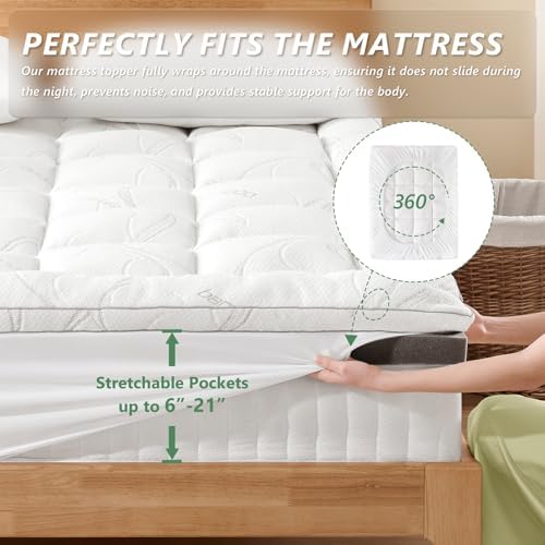 Homemate Twin XL Mattress Topper with Cooling Gel and Fluffy Pillow Top