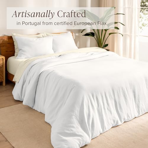 Bare Home Linen Duvet Cover Set - TwinTwin XL Soft White