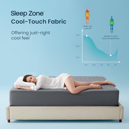 Sleep Zone Queen Cooling Mattress Pad with Waterproof Protection