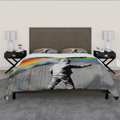 HOBBOY Graffiti Kids Duvet Cover Set Twin XL 3 Pieces Rainbow Print