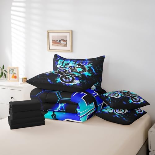 Feelyou Kids Dirt Bike 7Pcs Twin Bed in a Bag Set