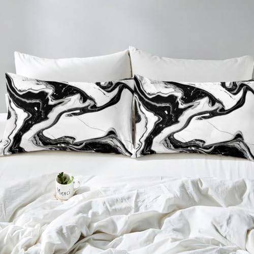 Feelyou Marble Texture Duvet Cover Set 3Pcs Queen Size 1