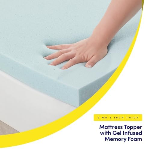 Sweet Home Collection 2 Inch Gel Memory Foam Mattress Topper Queen Blue